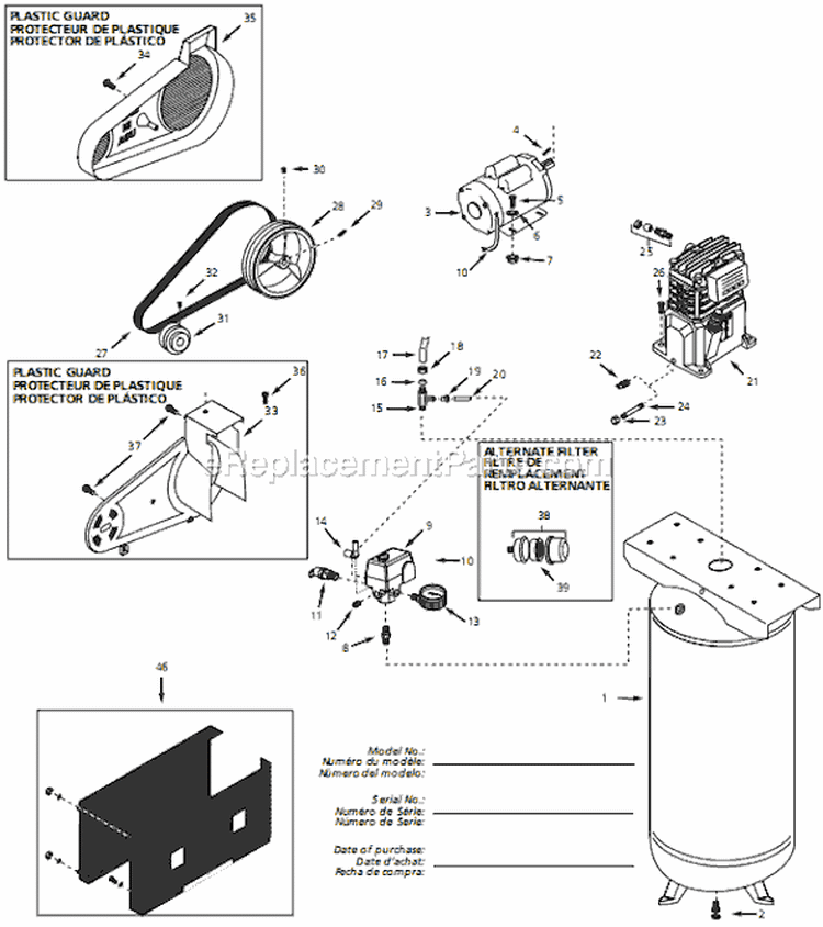 Page A Diagram and Parts List for VT631402 2004 Campbell Hausfeld Compressor